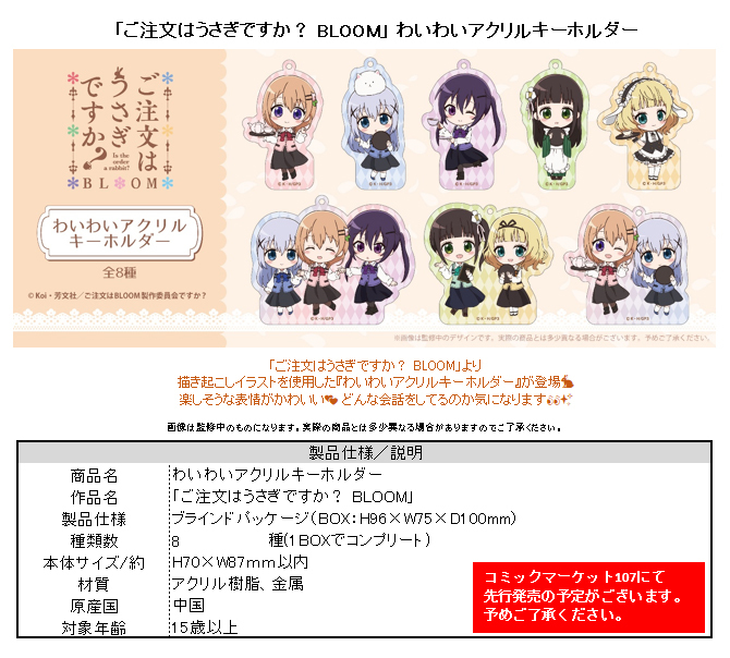 「ACG.GO」「預購」《請問您今天要來點兔子嗎？BLOOM》 歡樂喧鬧壓克力鑰匙圈