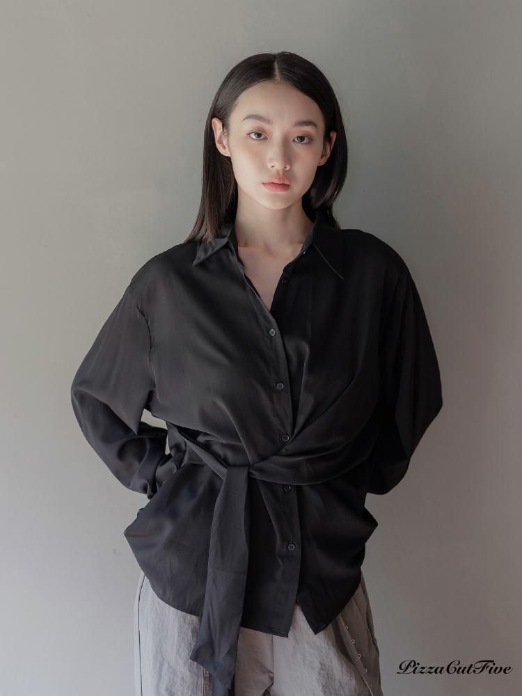[兩件1580]綁帶腰身長袖襯衫 PizzaCutFive PCF253401013