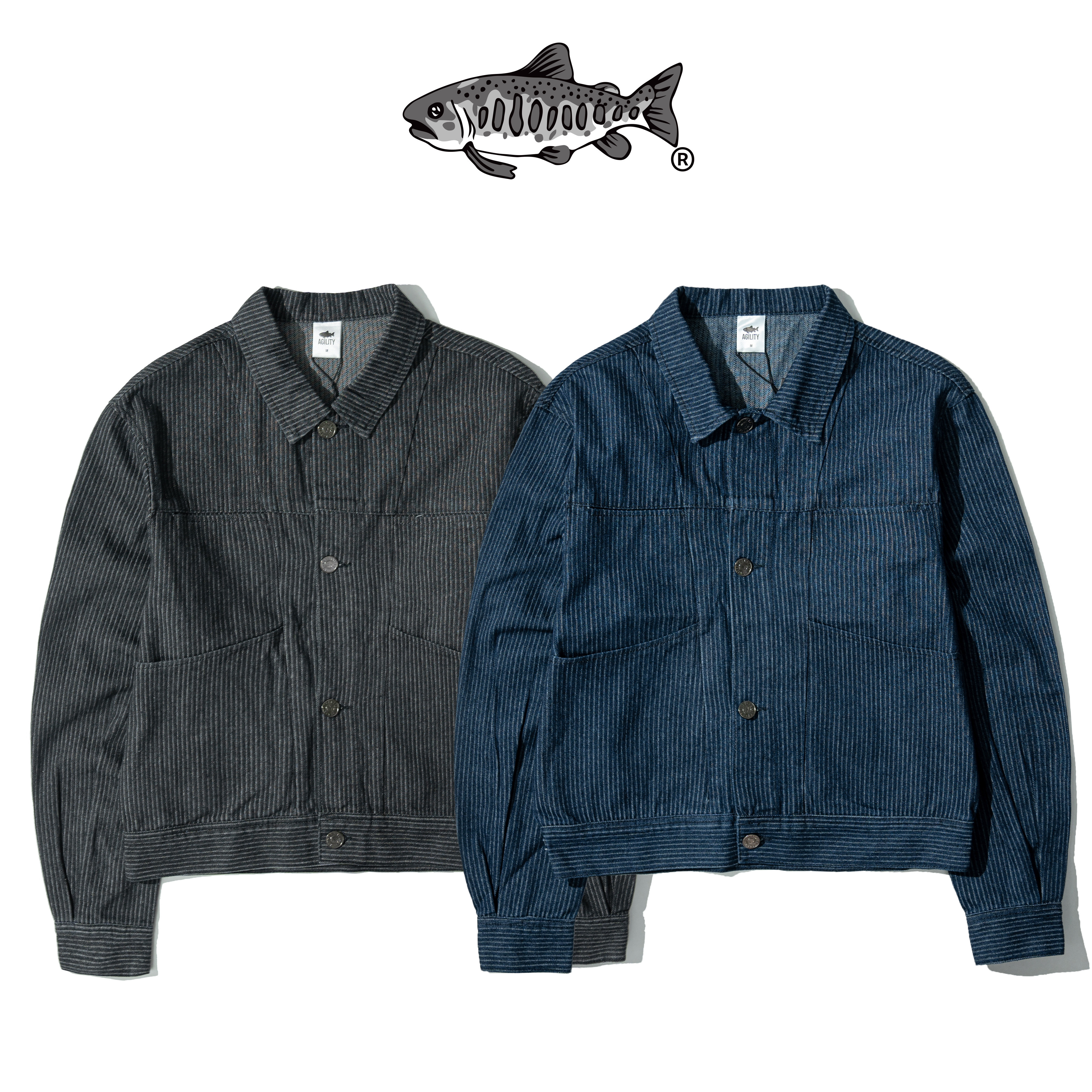 AGILITY Arc Stripes Jacket 寬短版型 弧形口袋 直條紋外套 [SJ80]