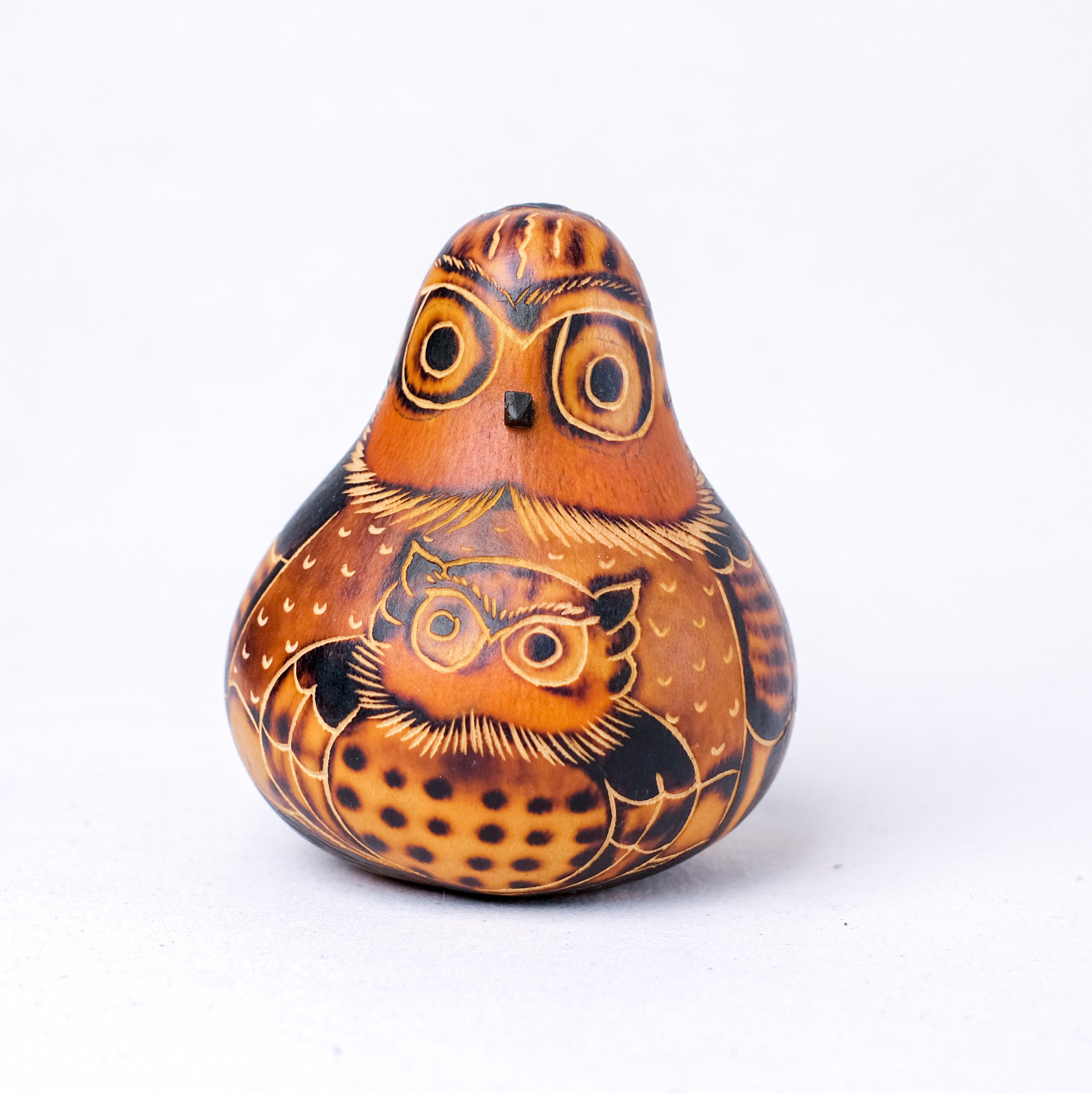 萬卡約葫蘆雕刻｜貓頭鷹 95｜秘魯