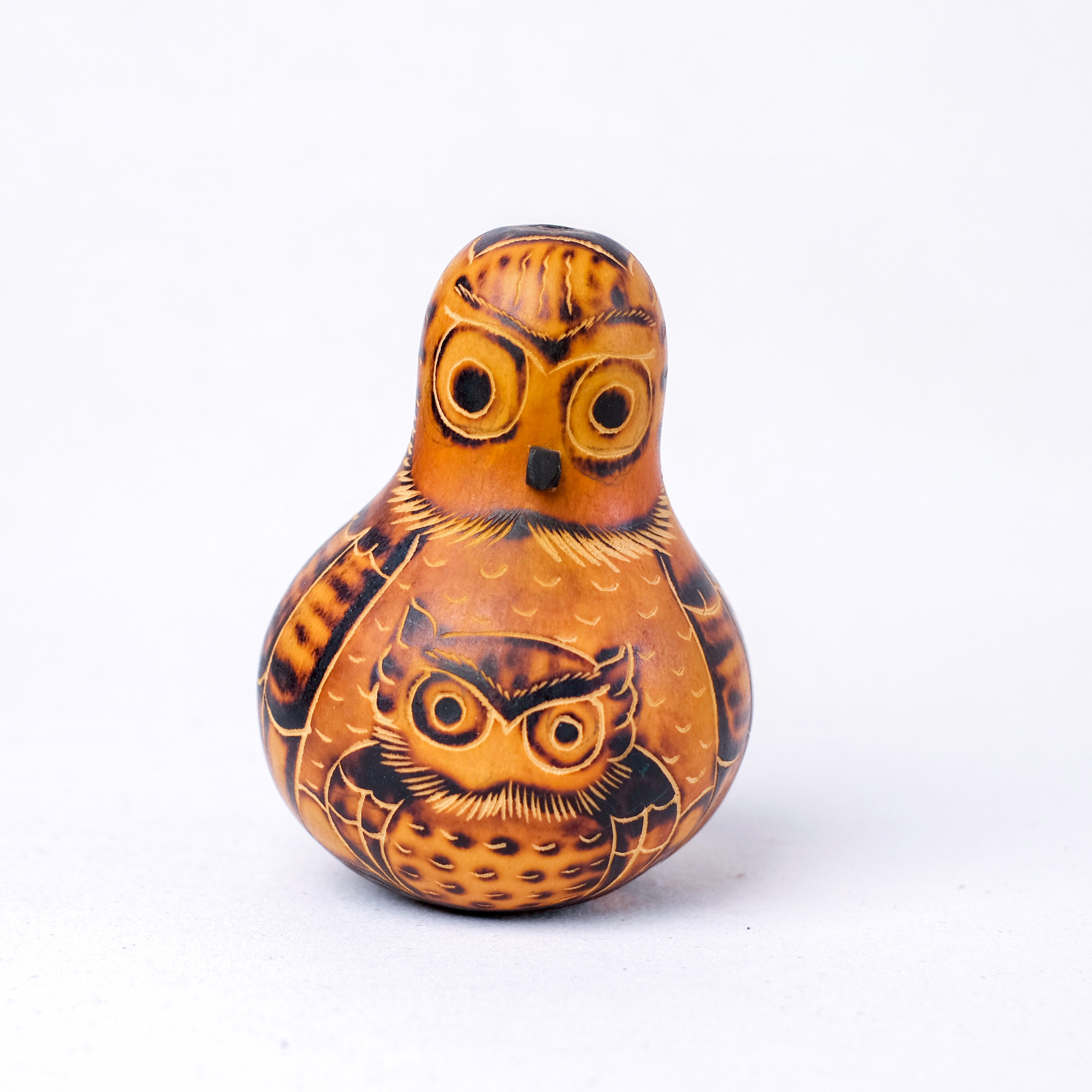 萬卡約葫蘆雕刻｜貓頭鷹 96｜秘魯