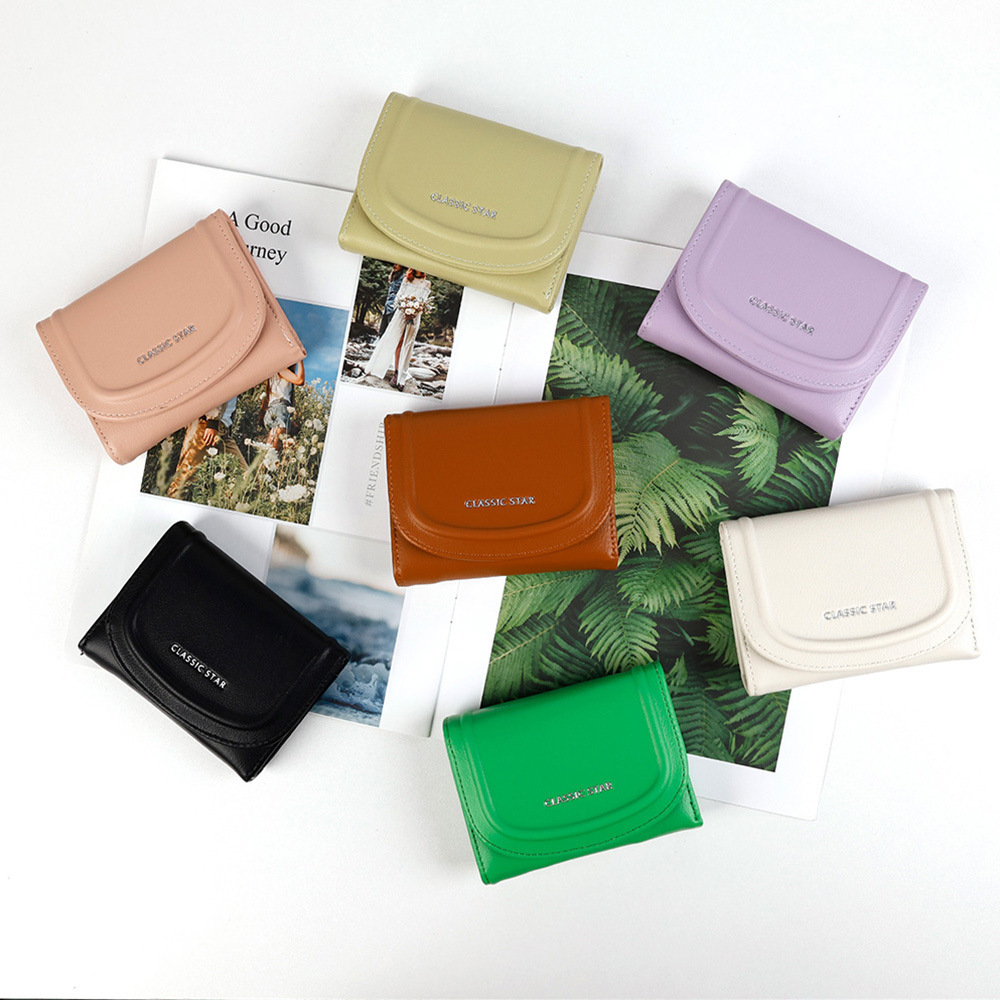 Candy Color PU Tri-Fold Wallet
