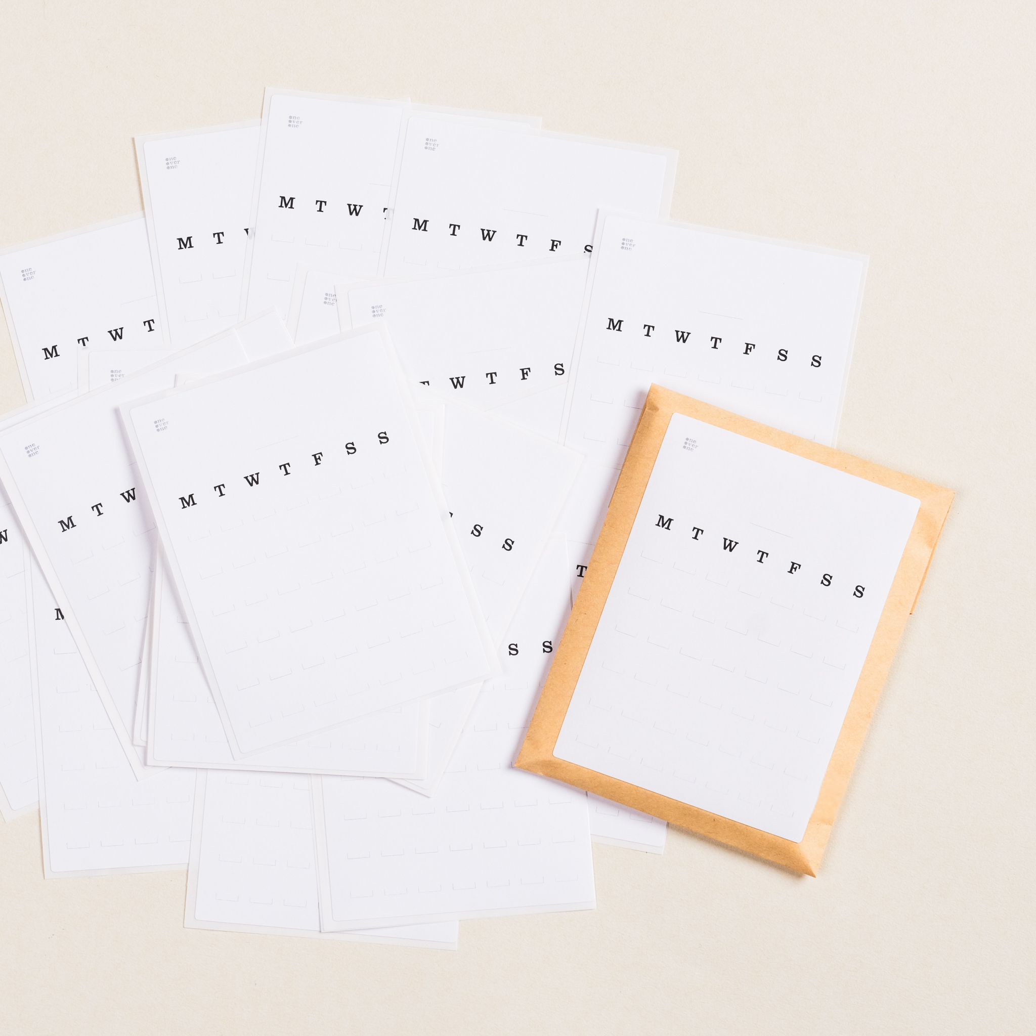 淡色格線 自己填的小月曆 貼紙 /一分之一工作室/台灣