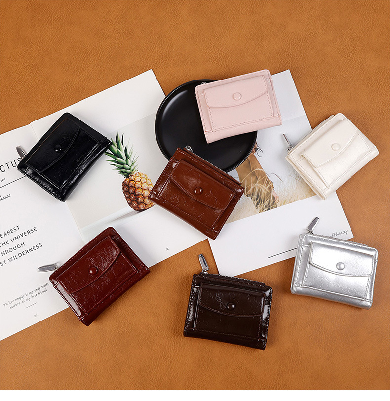 Japanese Minimalist Glossy Multi-Card Zipper Wallet