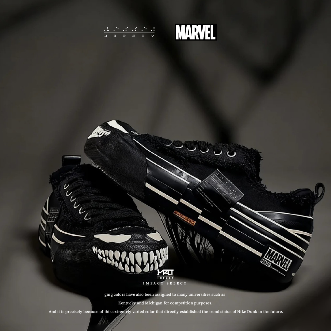 xVESSEL 猛毒聯名 漫威 解構 帆布鞋 暗黑風 吳建豪 男女同款 Y25X71B