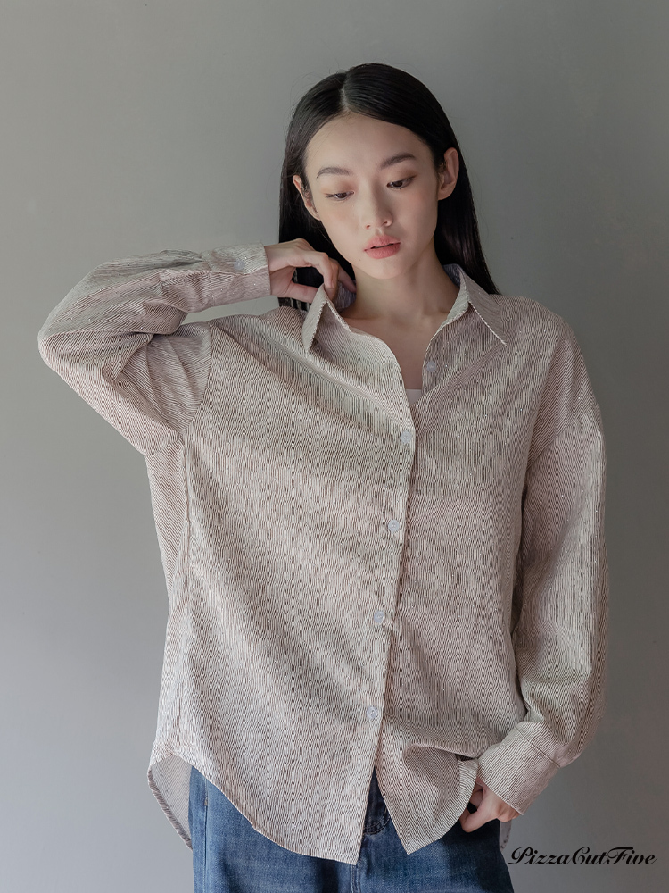 [兩件1580]斑紋低調閃亮長袖襯衫 PizzaCutFive PCF253401017