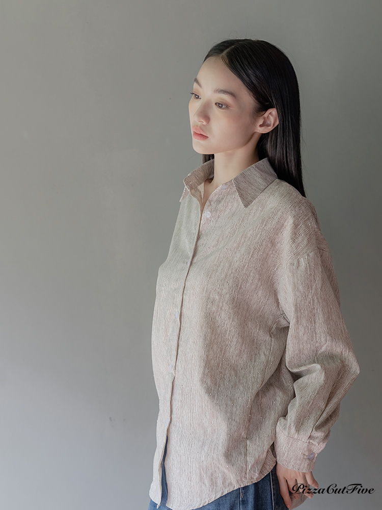 [兩件1580]斑紋低調閃亮長袖襯衫 PizzaCutFive PCF253401017