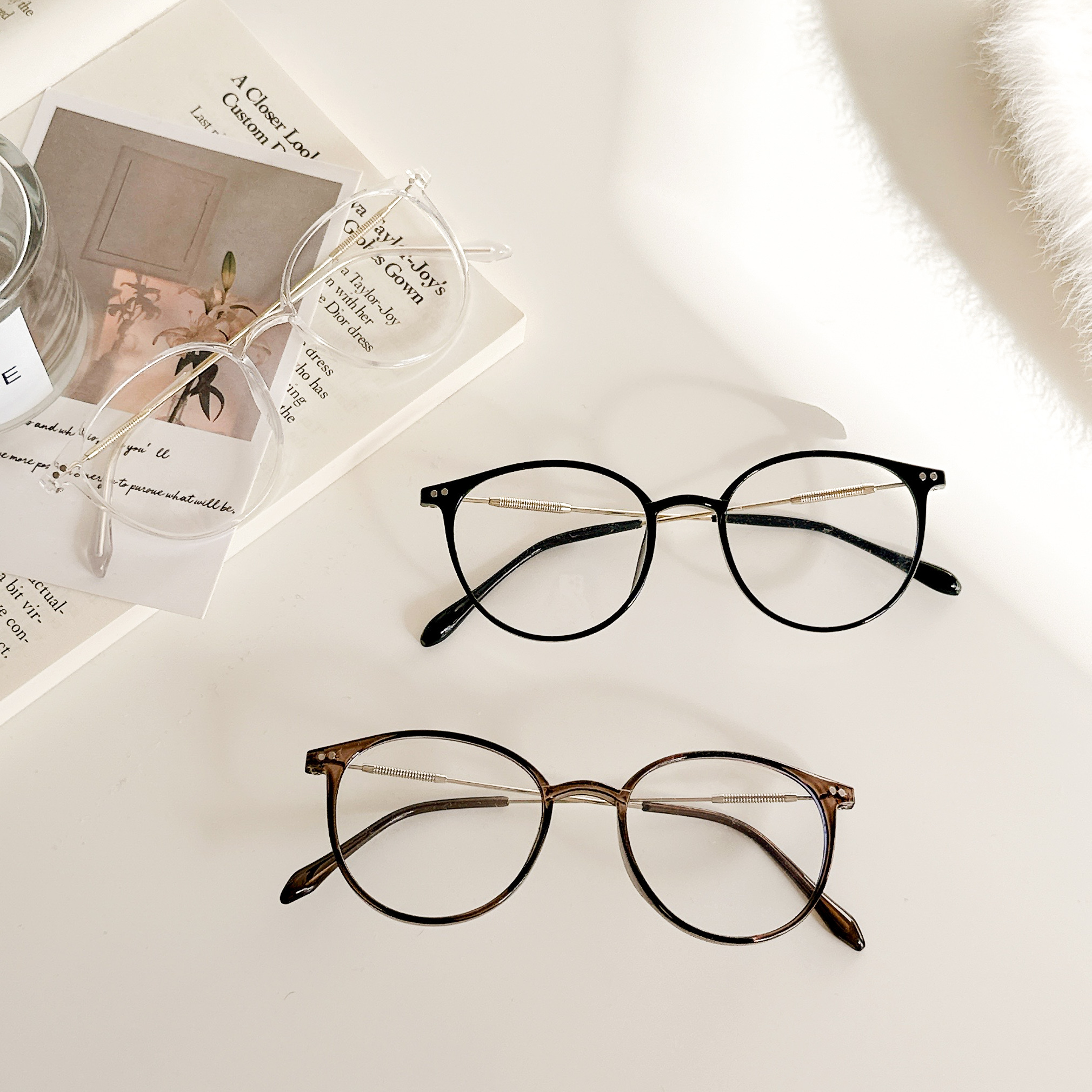 黑色現貨🚚小畫家知性圓角鏡框💕共3色