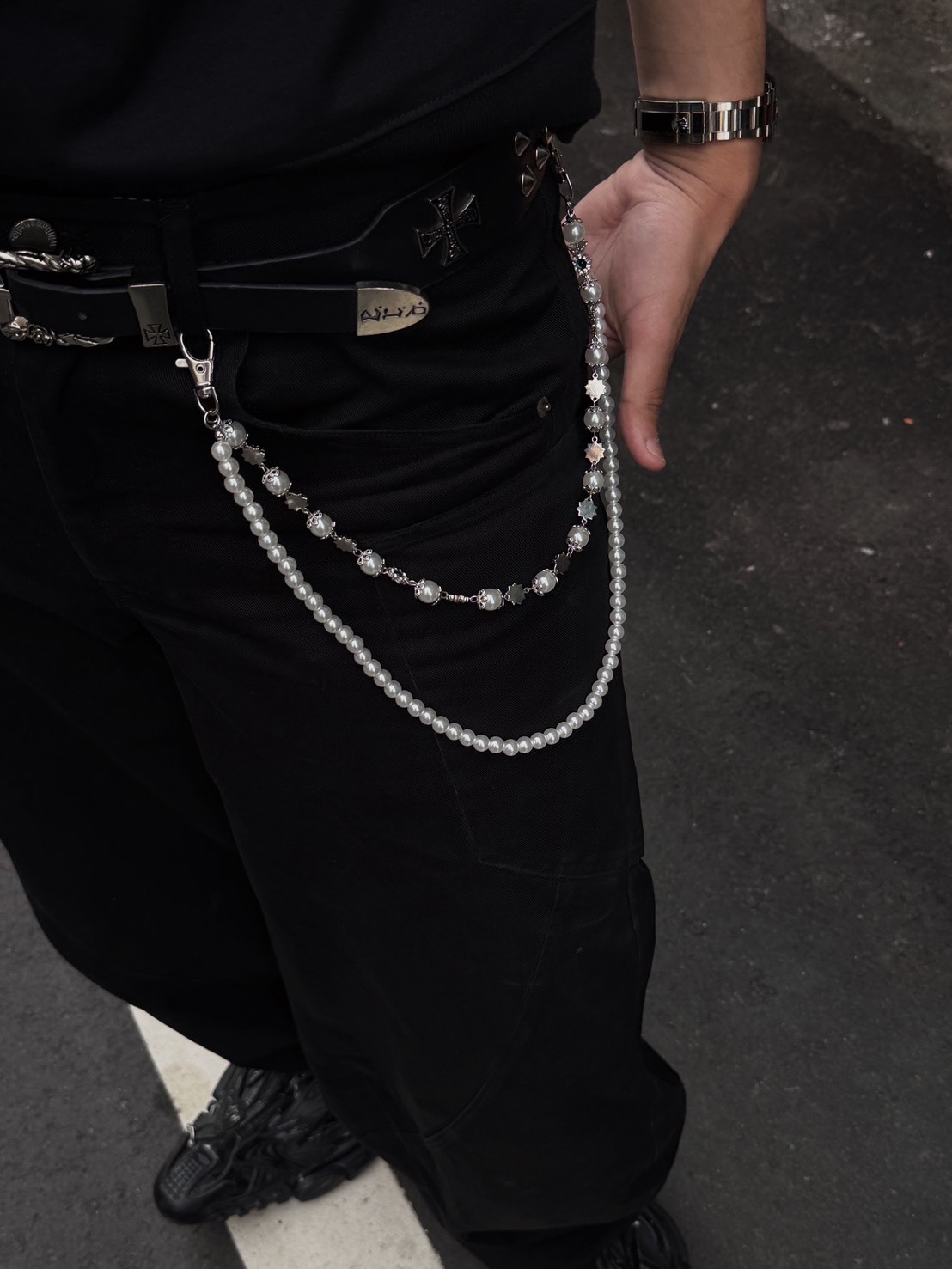 星星設計 珍珠 小花 鑲鑽彩色 #褲鏈