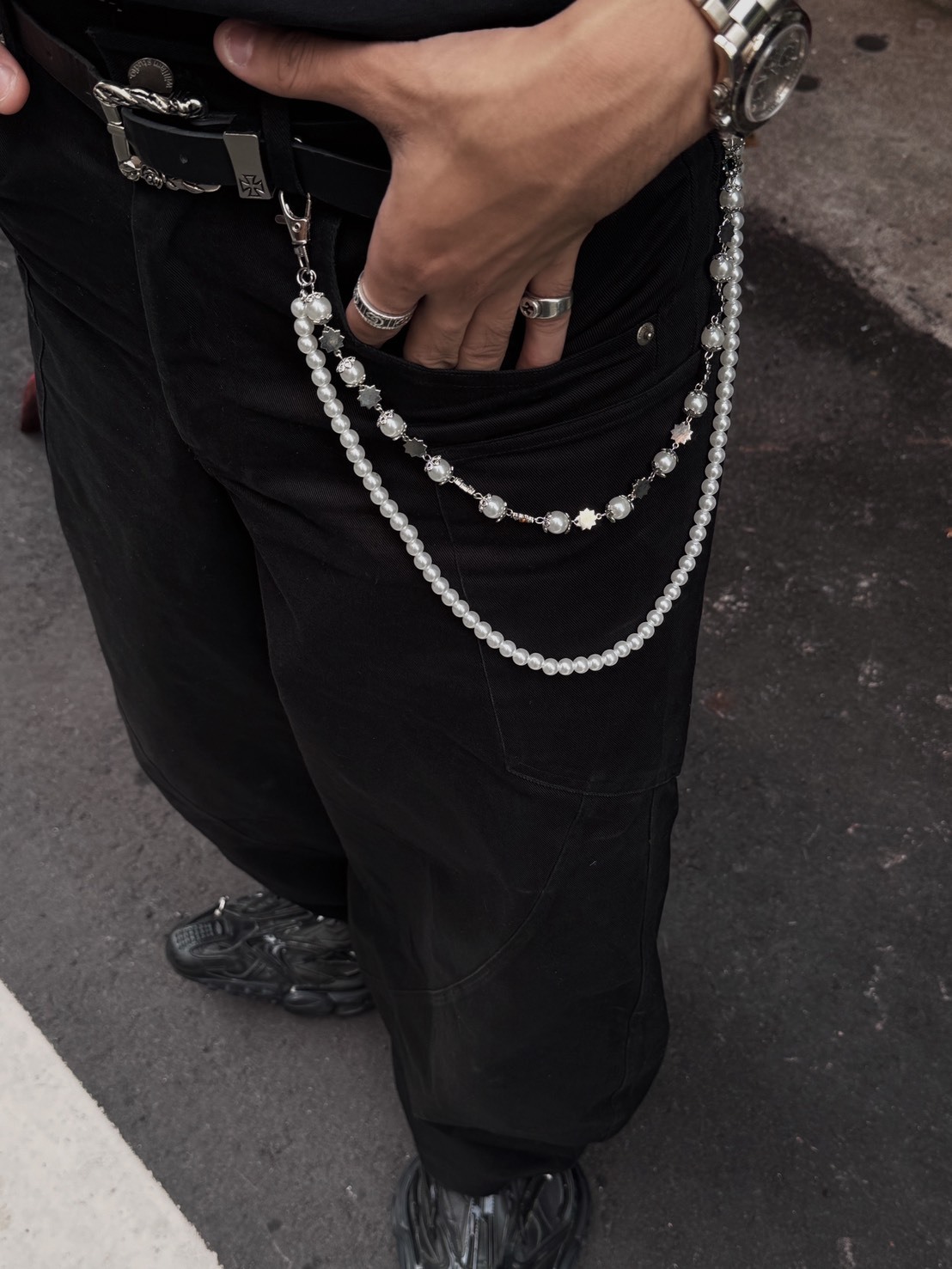 星星設計 珍珠 小花 鑲鑽彩色 #褲鏈