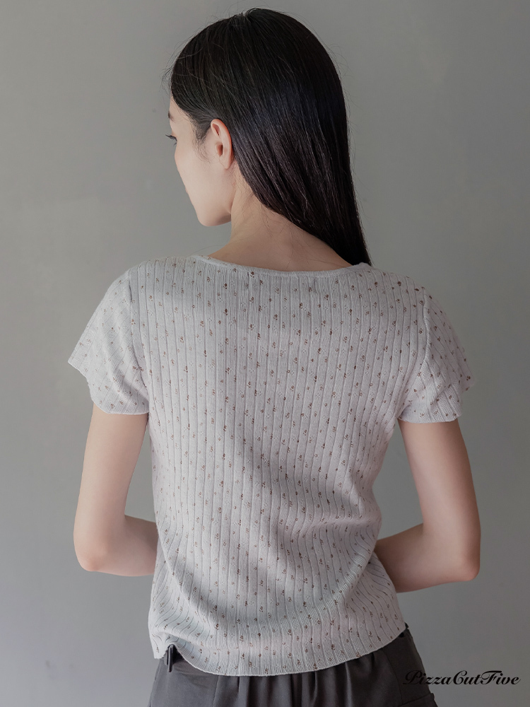 小花短袖針織上衣/外套 PizzaCutFive PCF253404001