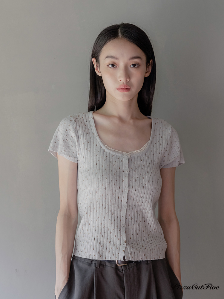 小花短袖針織上衣/外套 PizzaCutFive PCF253404001