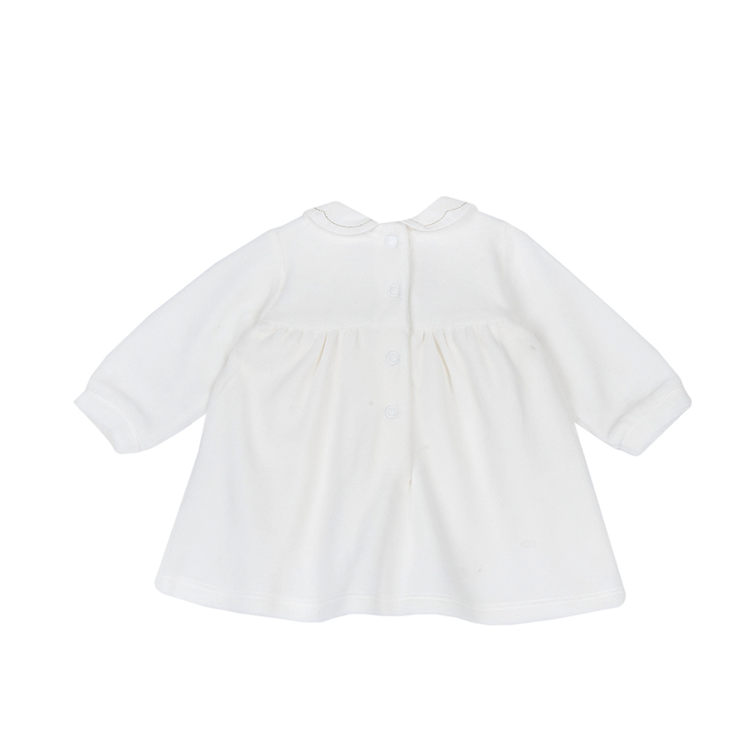 玫瑰天鵝-立體花朵剪毛絨有領洋裝