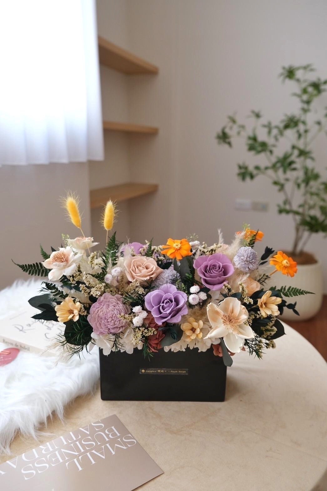 秘境紫長型永生盆花