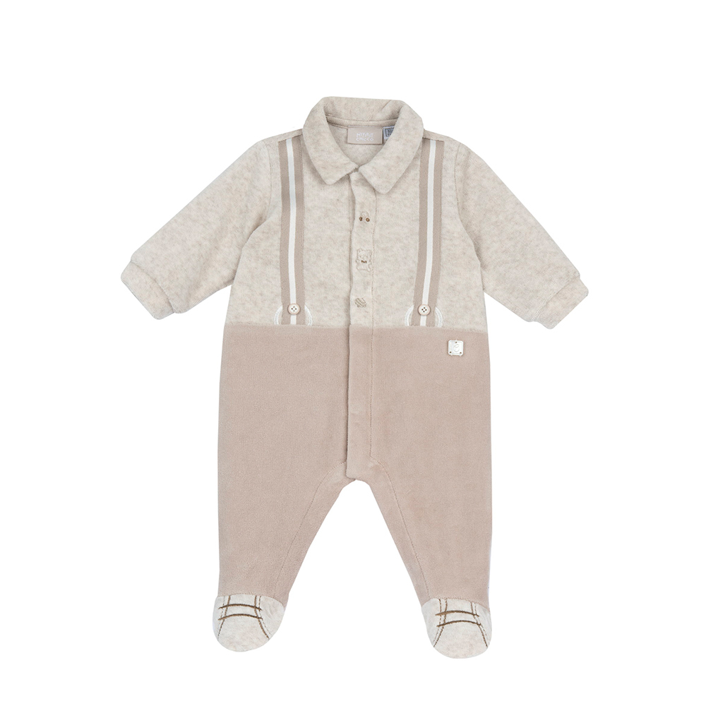 可可小熊-假兩件式吊帶有領前開兔裝