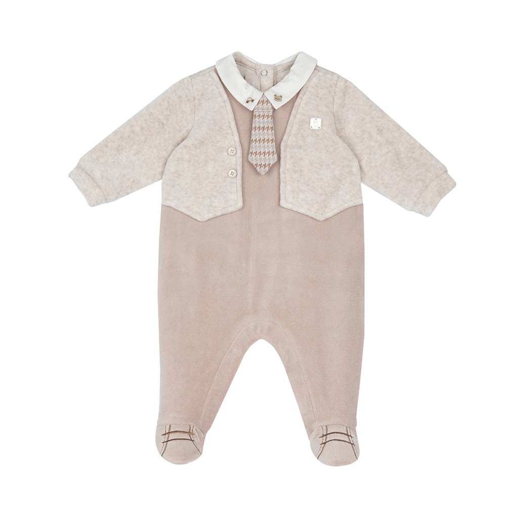 可可小熊-附領帶+背心假兩件式有領後開兔裝