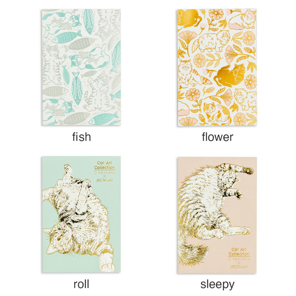 365Cat.Art 貓咪 燙金明信片｜日本ROKKAKU