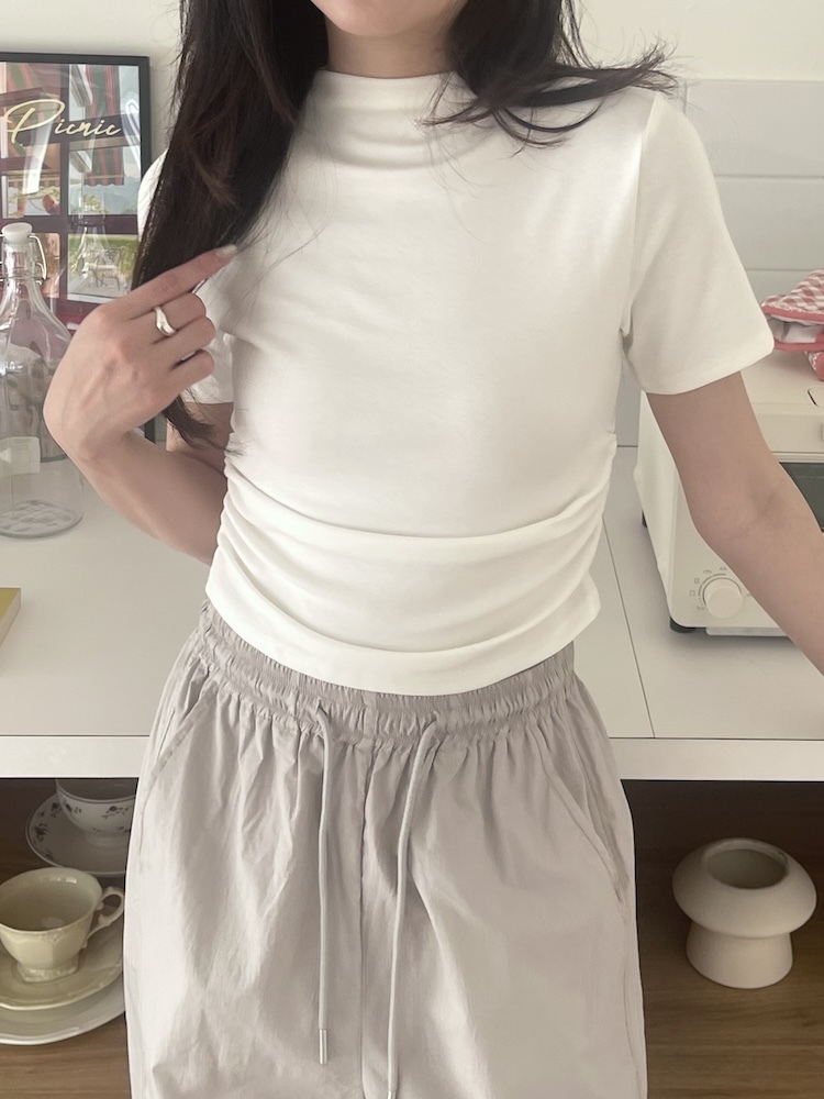 門市熱賣側抓皺修身上衣