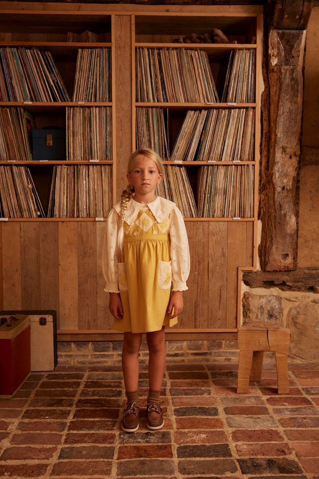 Apolina｜撞色拼接布圍裙BIBI PANELLED PINAFORE - HONEY