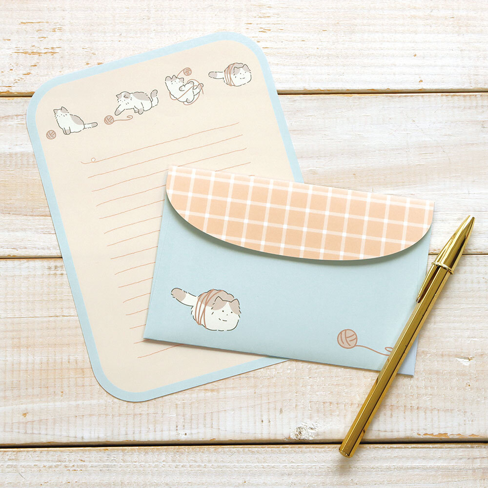 圓滾滾小動物 信紙信封組 貓咪小狗兔子｜日本 LABCLIP