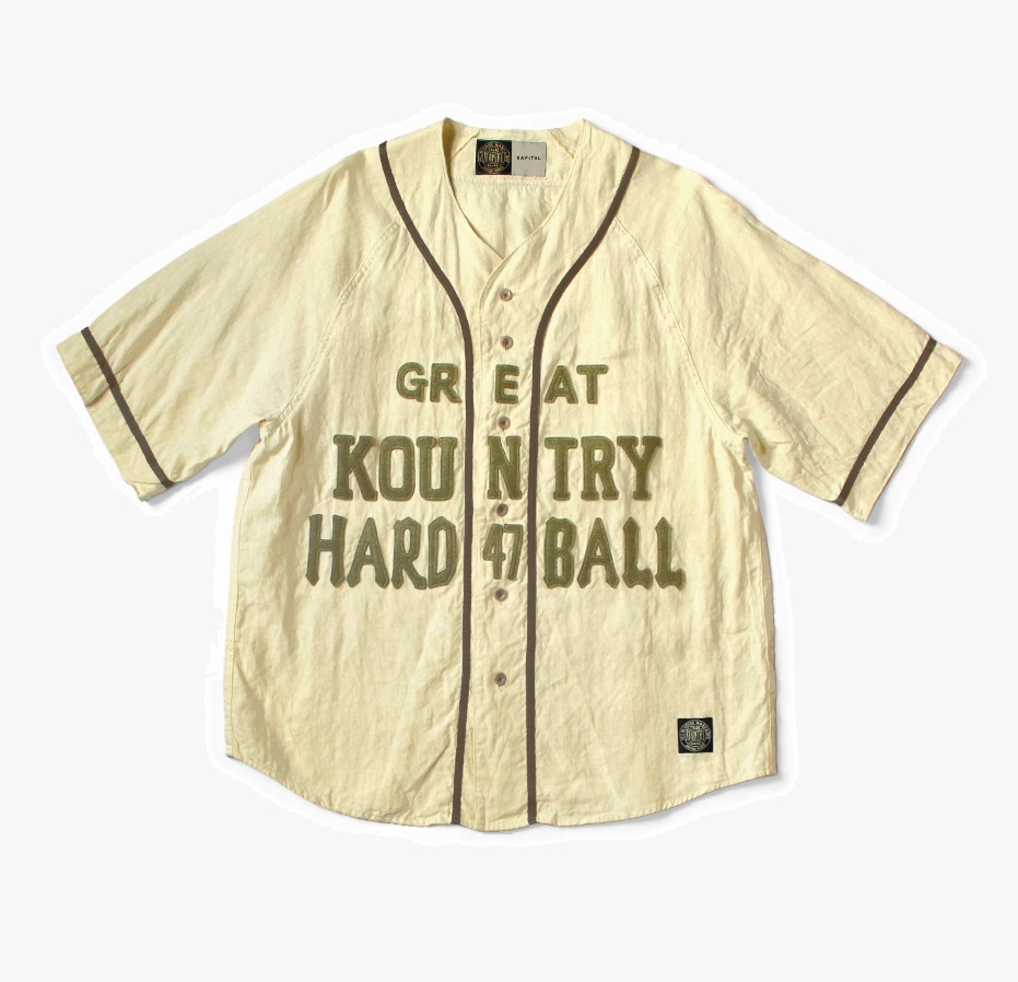 9/21 UPDATED: KAPITAL FRENCH LINEN GREAT KOUNTRY BASEBALL SHIRT S/S - PRE ORDER ITEM (預訂中)