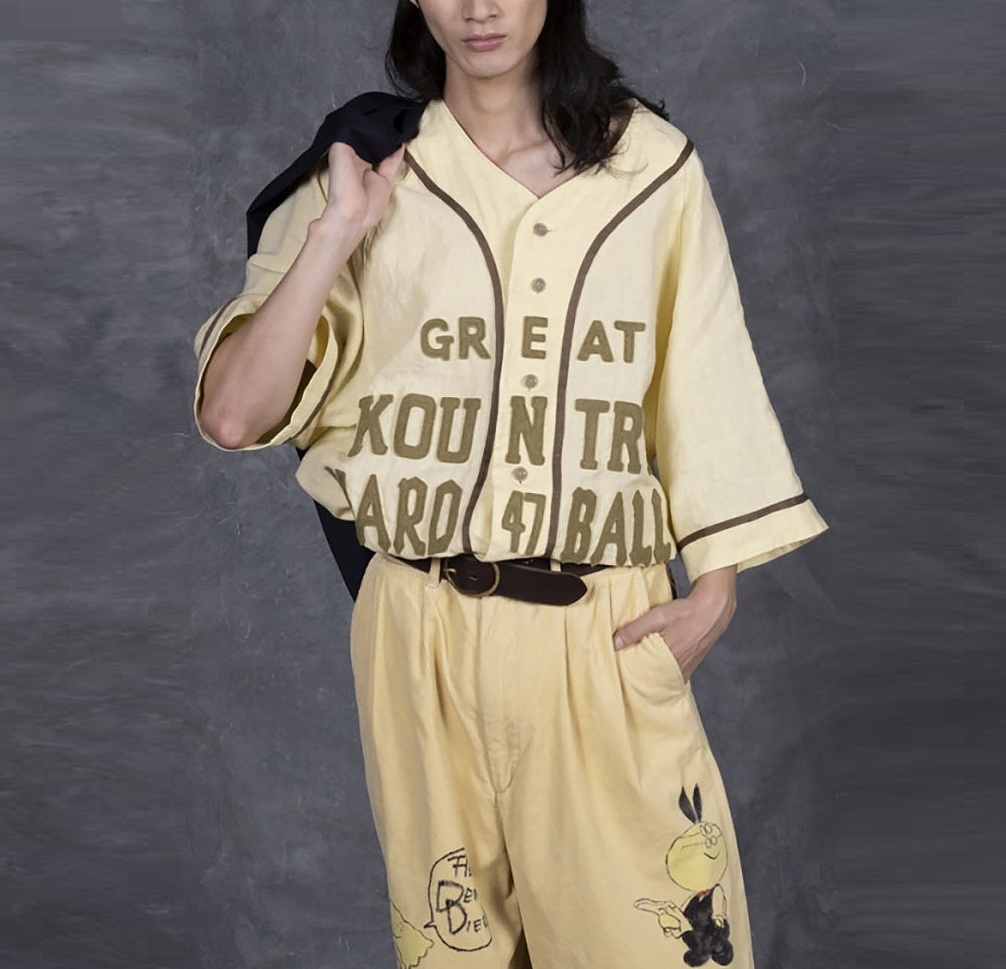 9/21 UPDATED: KAPITAL FRENCH LINEN GREAT KOUNTRY BASEBALL SHIRT S/S - PRE ORDER ITEM (預訂中)