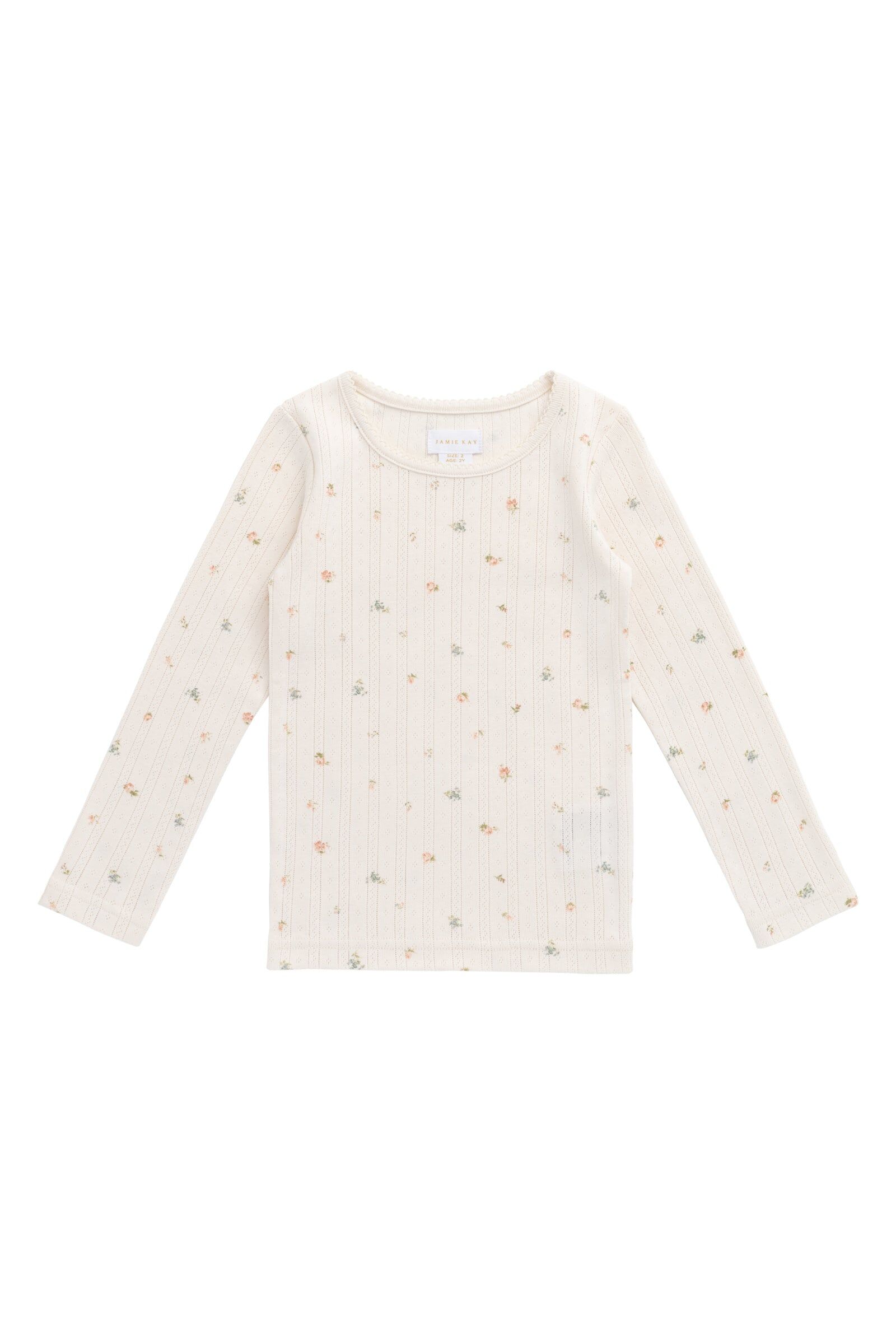 【預購】JAMIE KAY - Organic Cotton Pointelle Long Sleeve Top（Sweet Magnolia Simple）