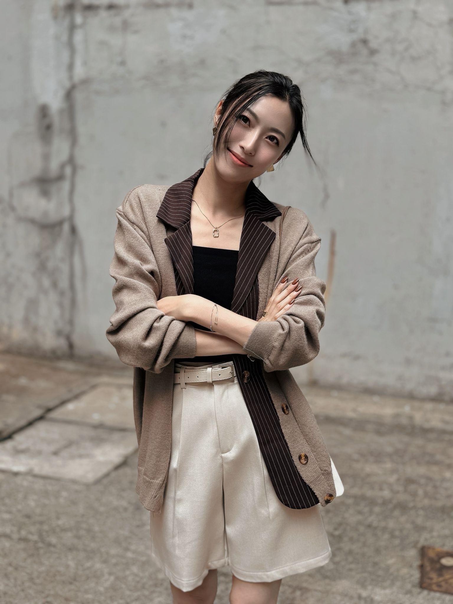 JK#7757 🤍西裝領假兩件Cardigan