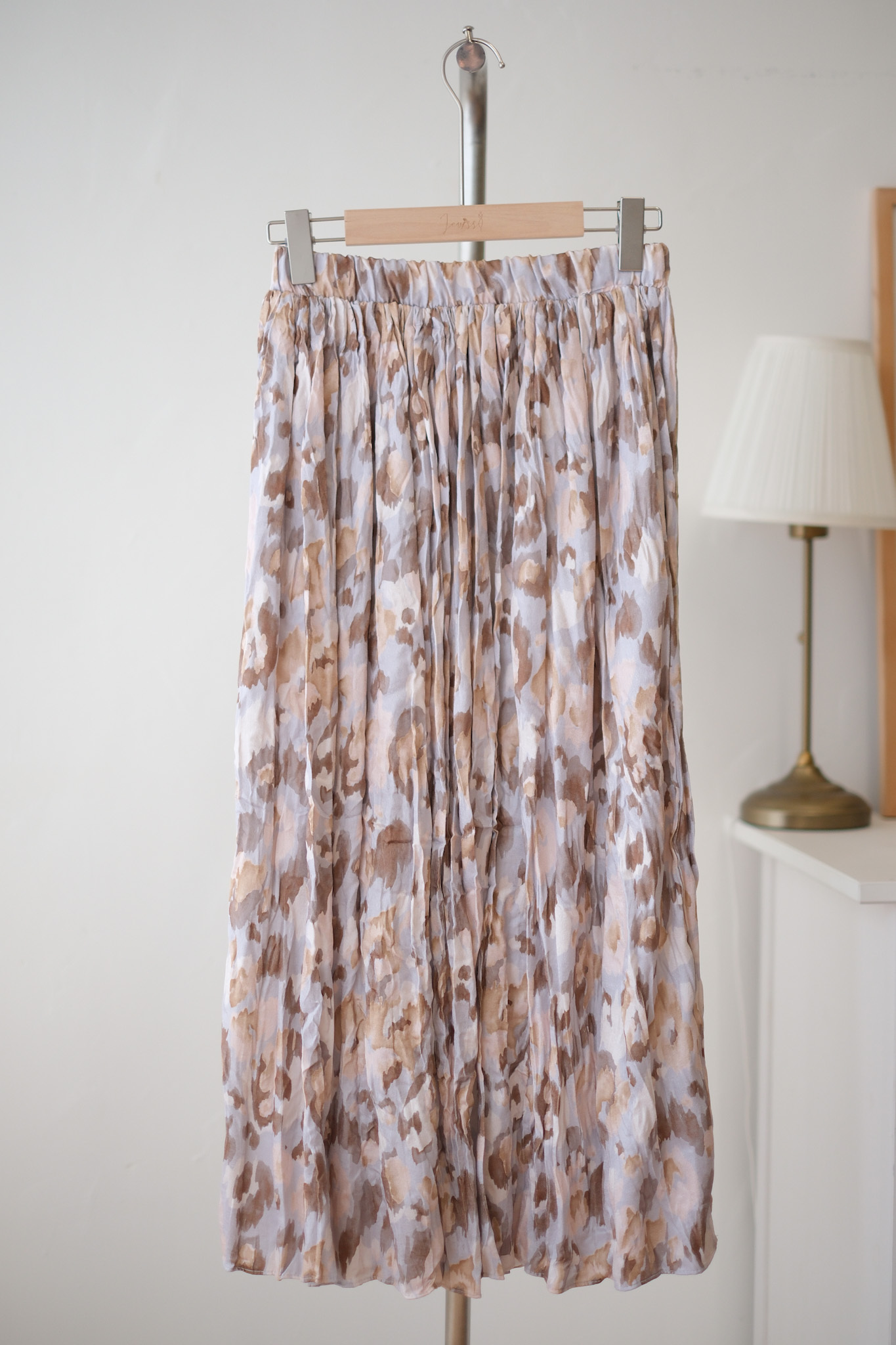 秋意印花絲滑皺皺半裙 (混杏/混棕/混黑) BT429