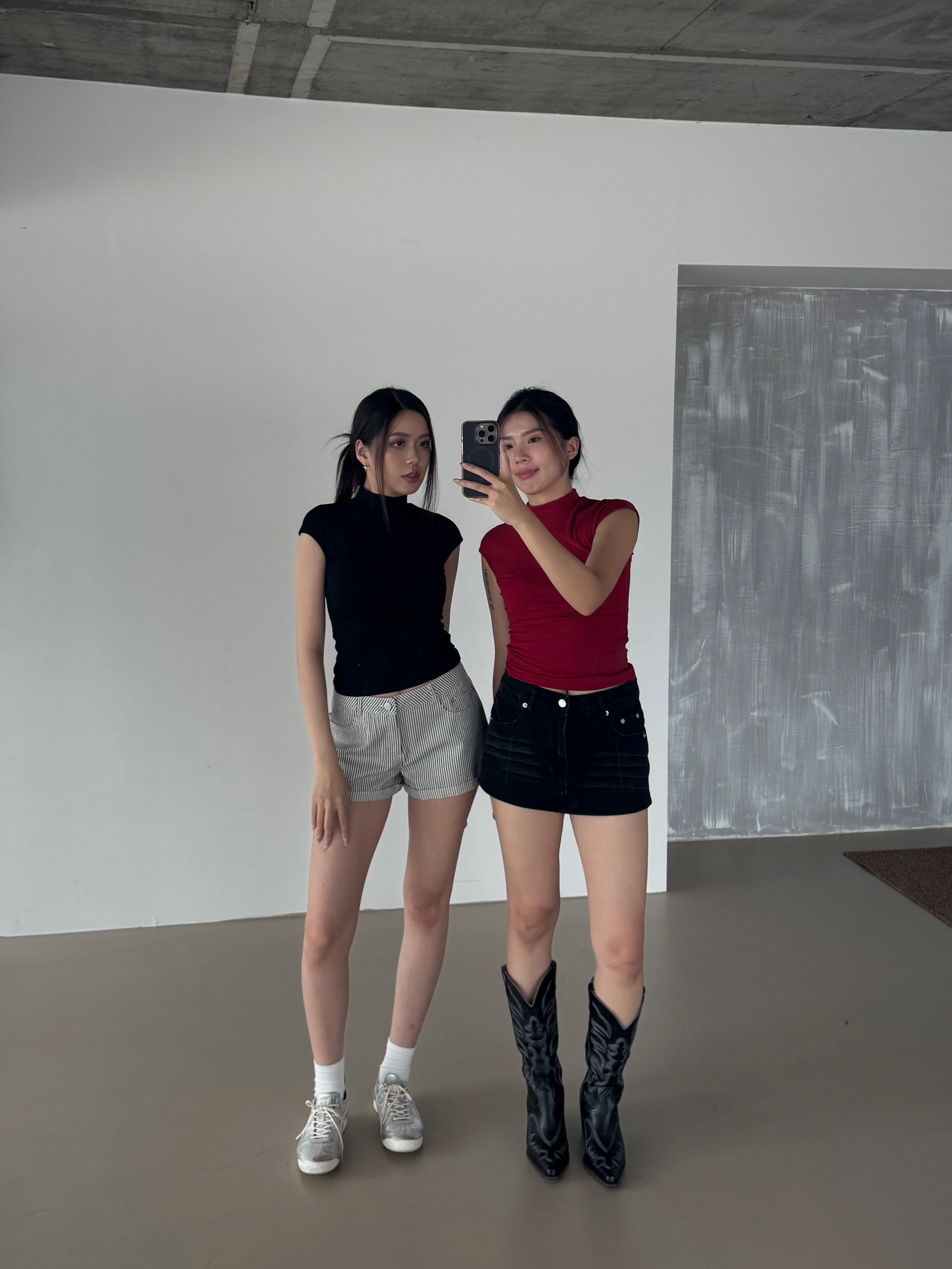 歐美高領小飛袖上衣(3色)