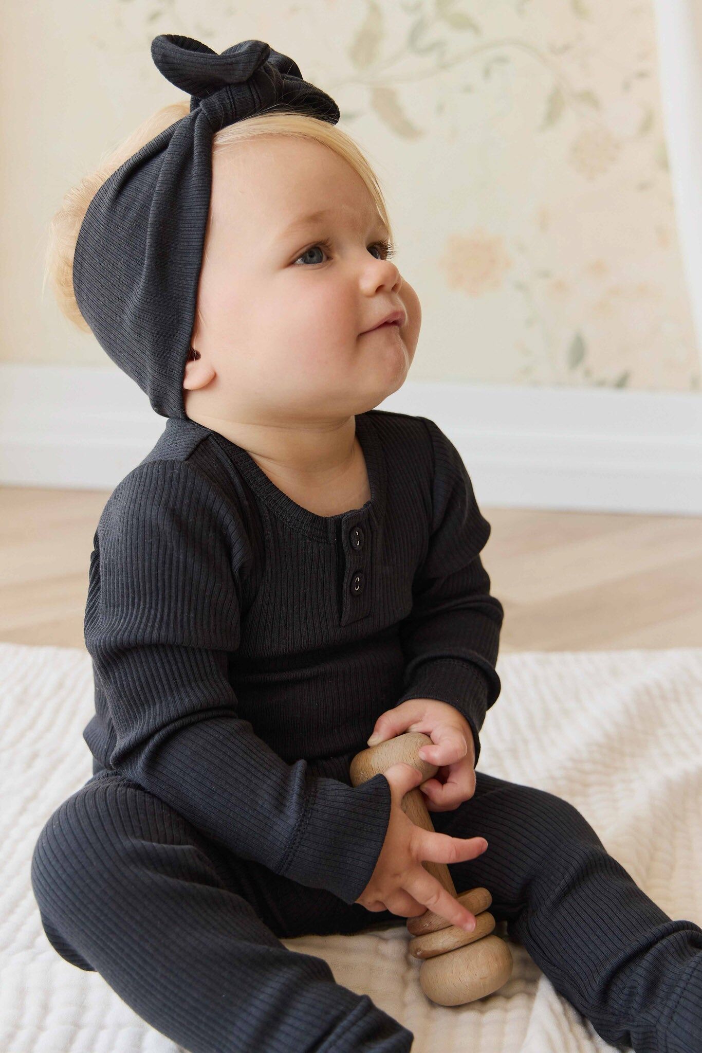 【預購】JAMIE KAY - Organic Cotton Modal Long Sleeve Bodysuit（Ebony）