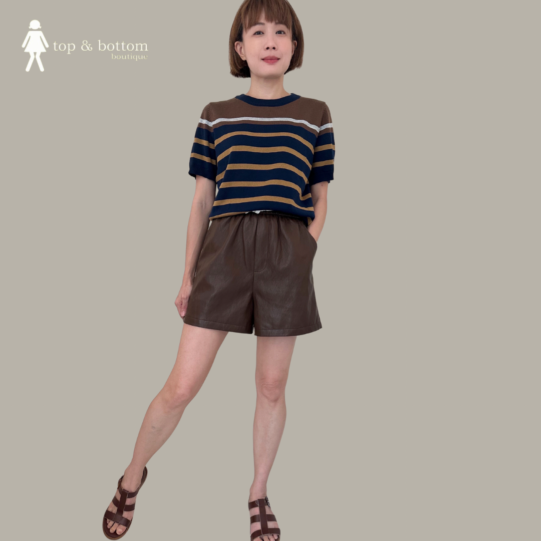 ELASTIC WAISTED PU LEATHER SHORTS