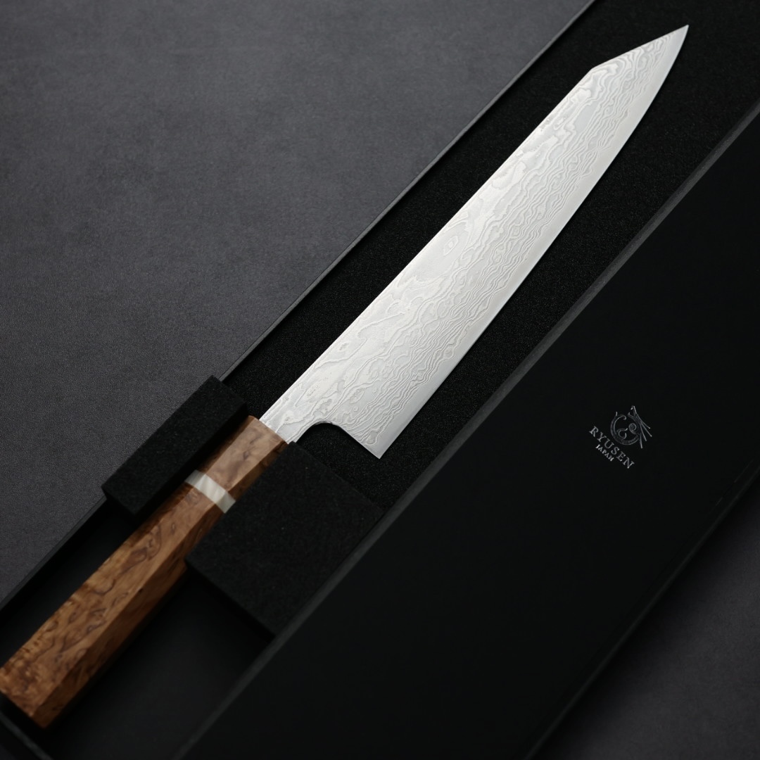 龍泉刃物 風格龍 改 牛刀 240mm ATS314鋼 63層大馬士革