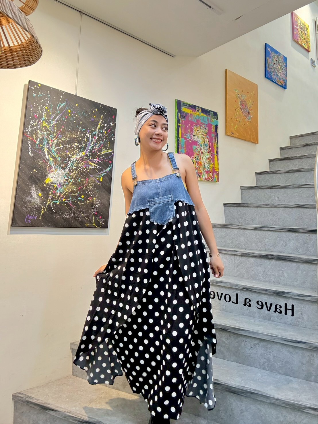 Annstudio / 老闆選物 /牛仔雪紡吊帶裙