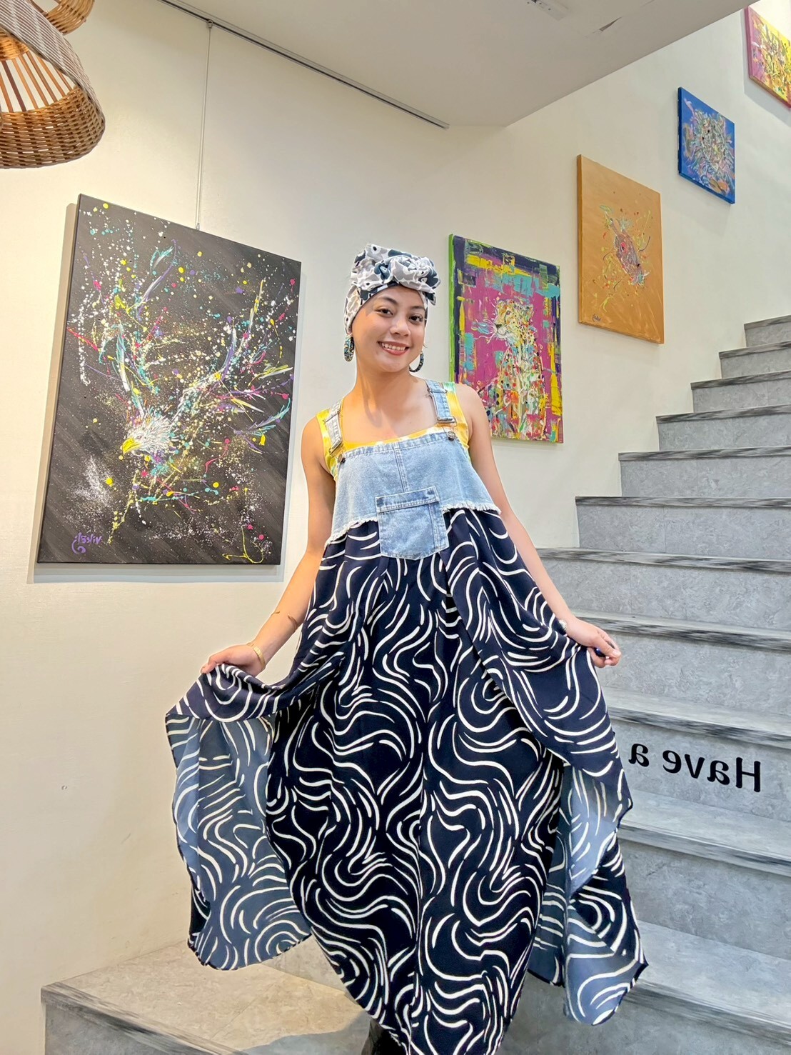 Annstudio / 老闆選物 /牛仔雪紡吊帶裙