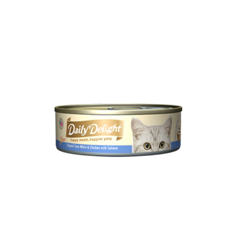 Daily delight - Pure - 白鰹吞拿魚+雞肉+三文魚貓罐頭 80G