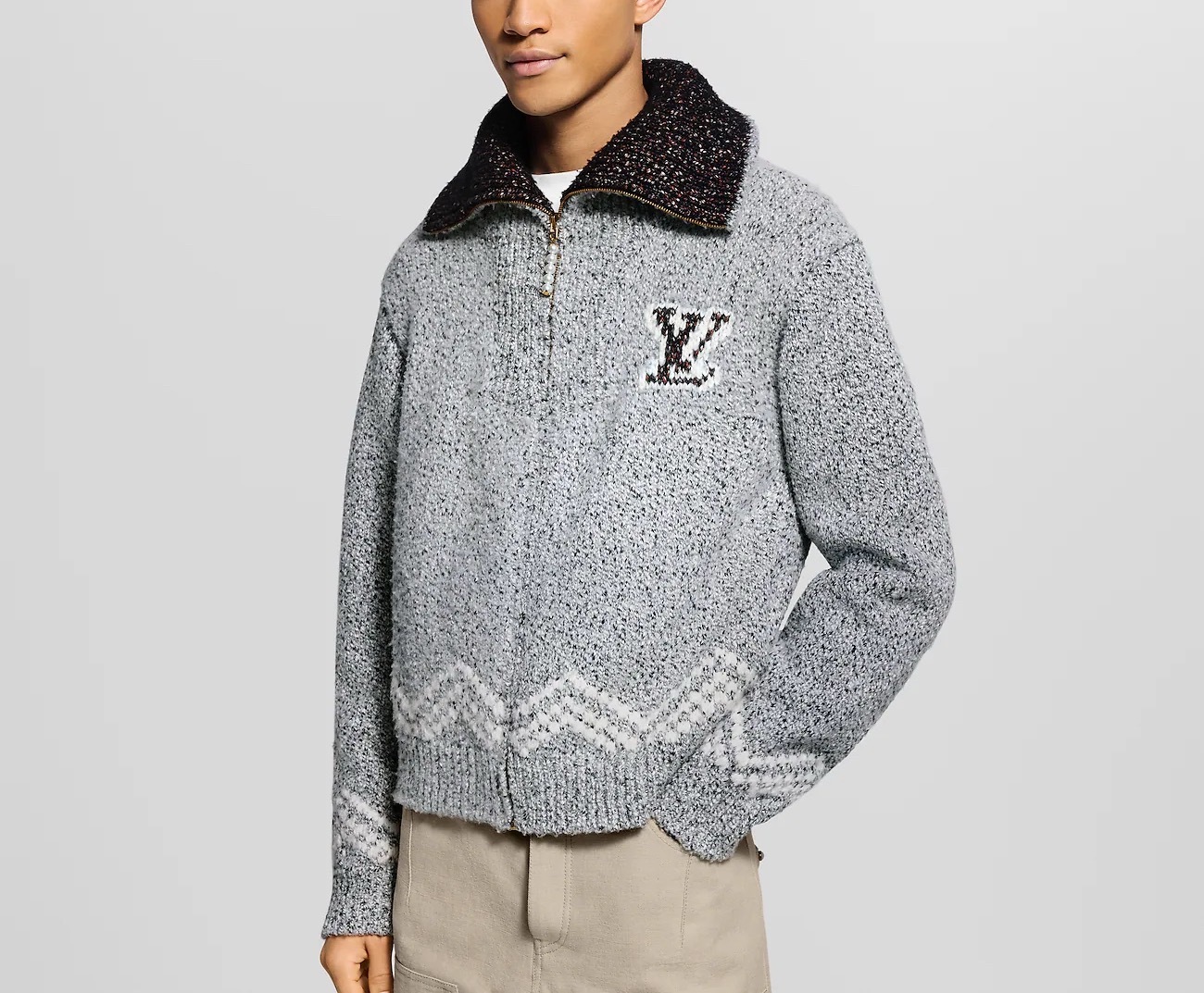 Louis Vuitton zippered knitted blouson