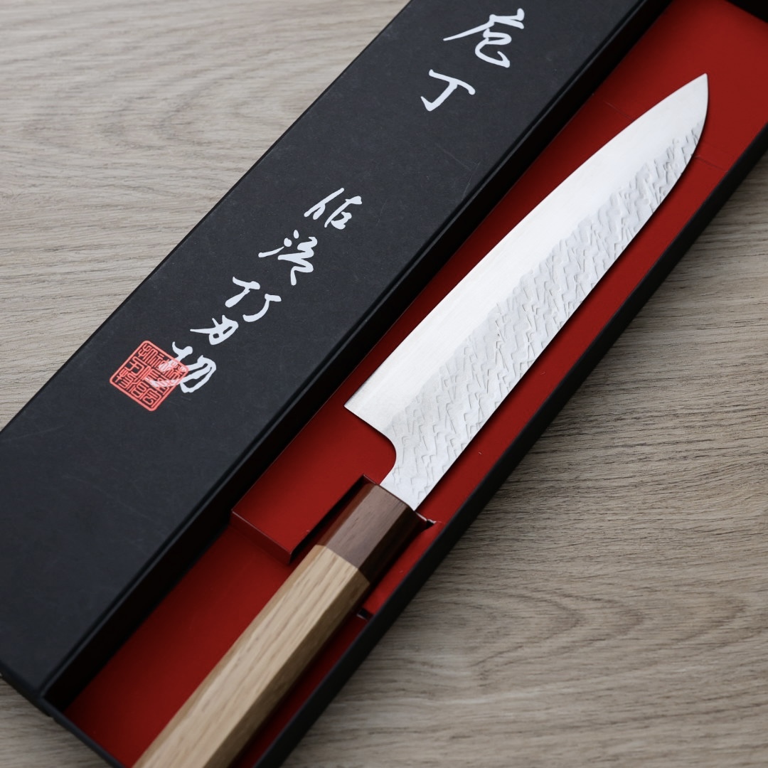 佐治武士 牛刀 210mm SG Strix鋼 鎚目