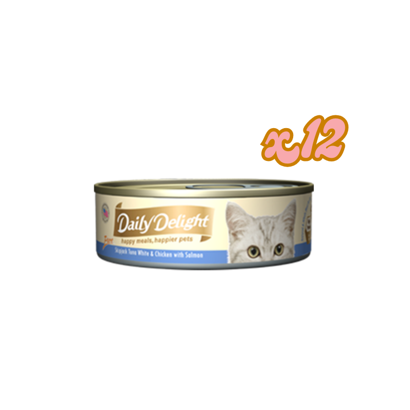Daily delight - Pure - 白鰹吞拿魚+雞肉+三文魚貓罐頭 80G 12罐 (到期日:12/27)