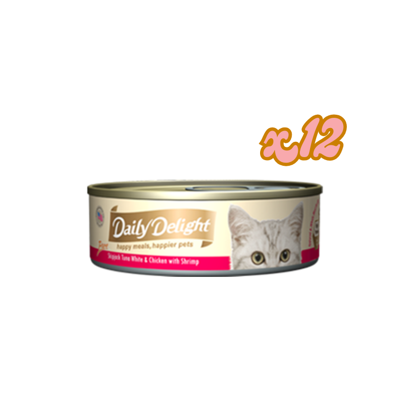 Daily Delight - Pure - 白鰹吞拿魚+雞肉+鮮蝦貓罐頭 80G 12罐 (到期日:12/27)