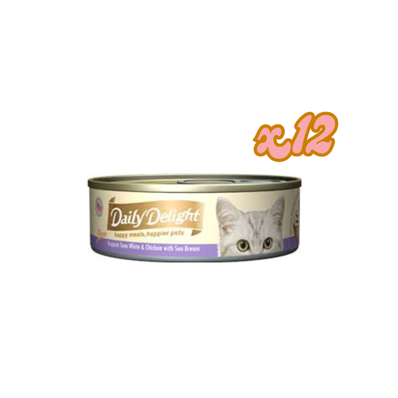 Daily delight - 白鰹吞拿魚、雞肉、海鯛 12罐 80G (到期日: 11/27)