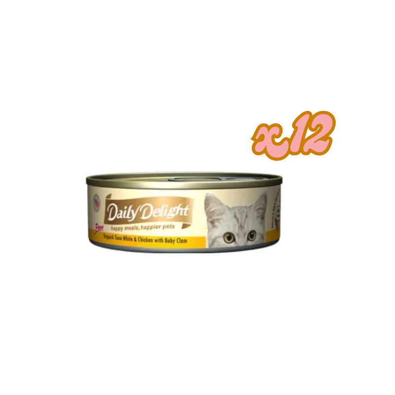 Daily Delight - Pure - 白鰹吞拿魚+雞肉+南瓜貓罐頭 12罐 80G
