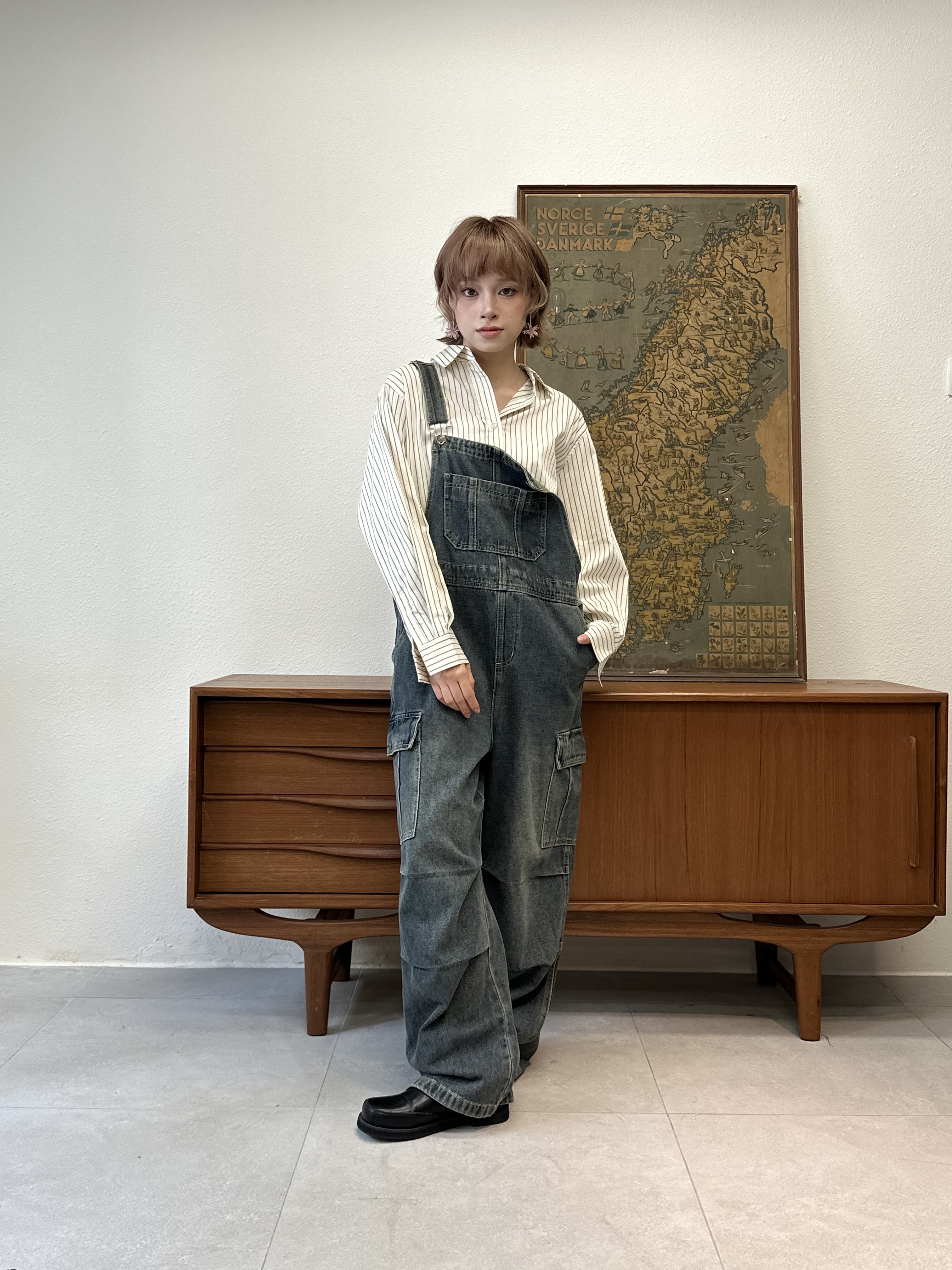 深藍造舊工裝工人褲 - TR53732