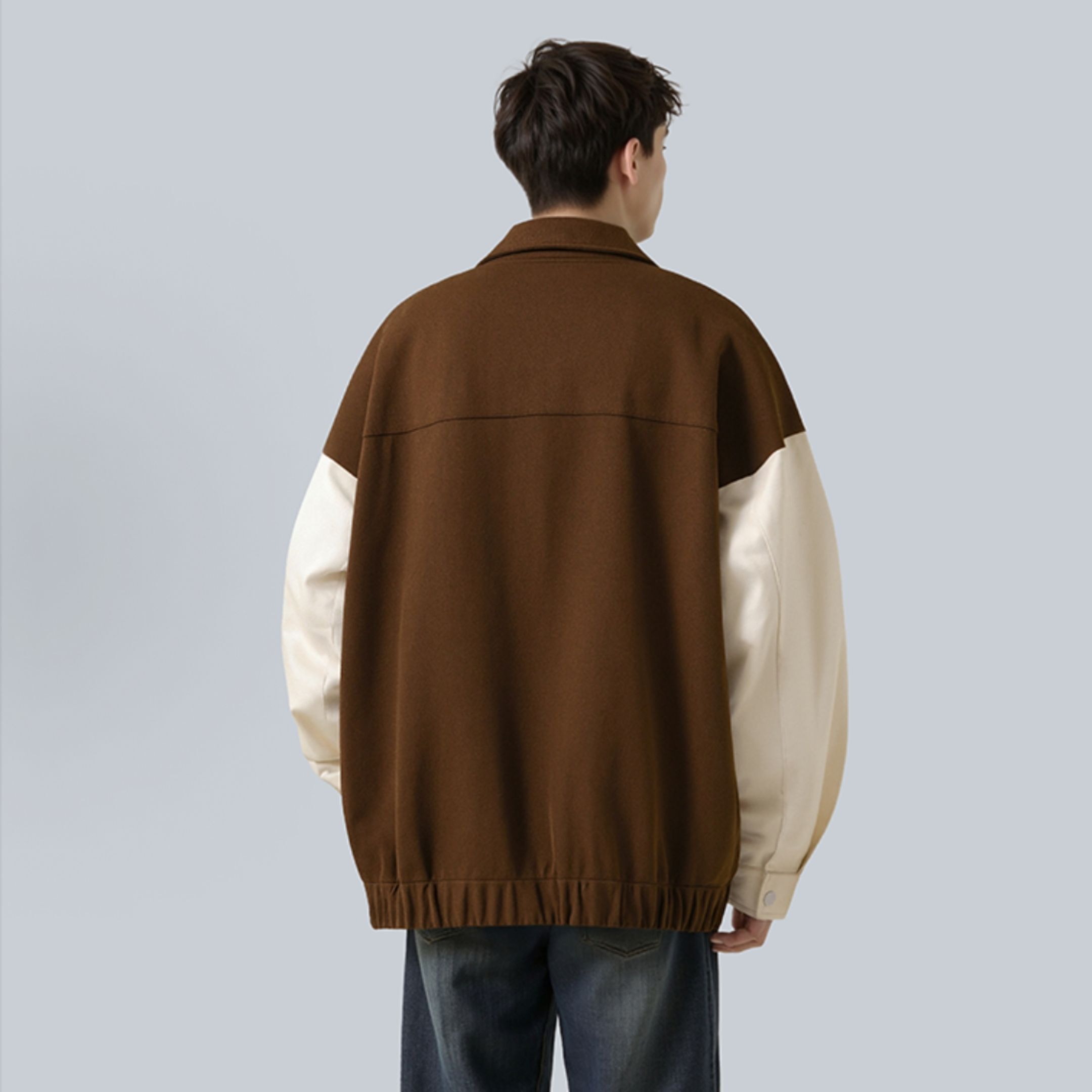 NICEDAY 代購 服飾 Kawasaki 川崎 復古 拼接 棒球外套 棕色 綠色 黑色 絨毛 重磅