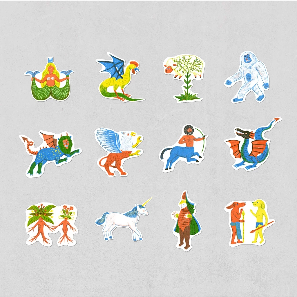 奇幻生物/防水貼紙組/12枚不重複