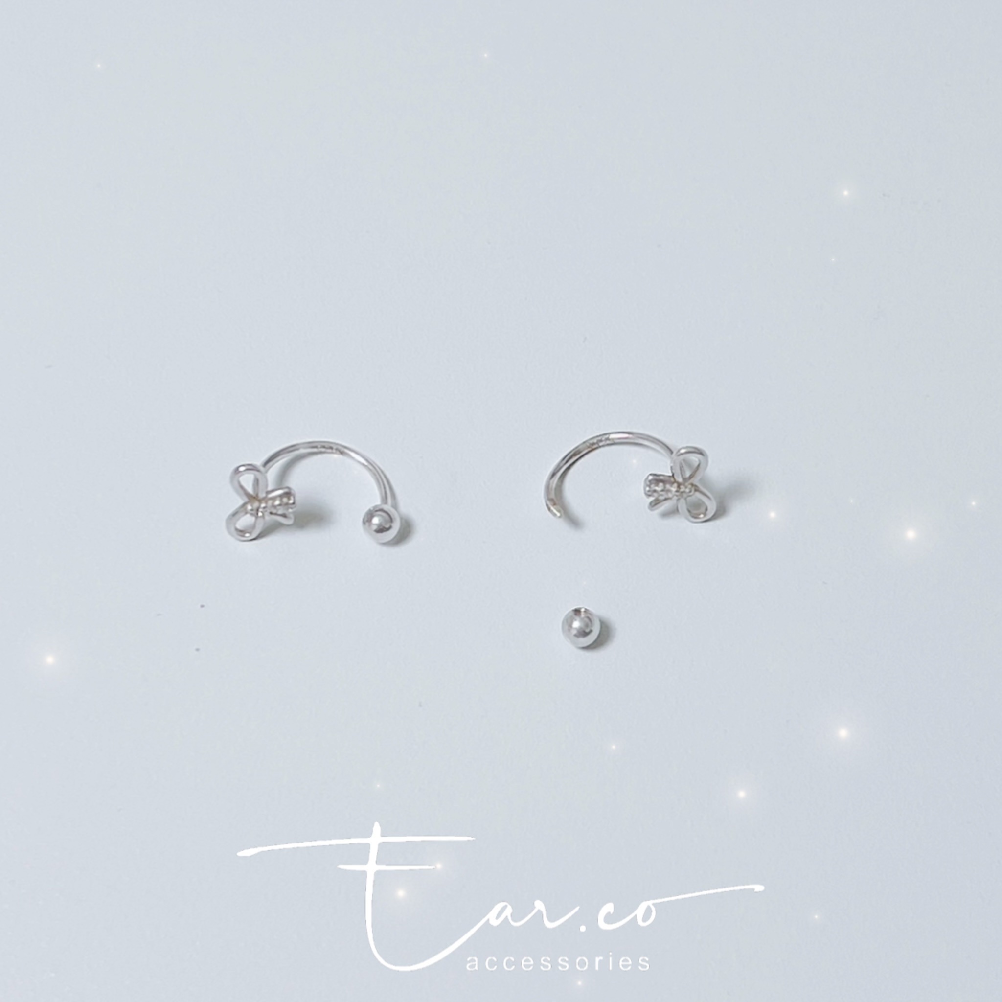 蝴蝶結C型純銀耳珠/耳骨釘 [一對] #A1115