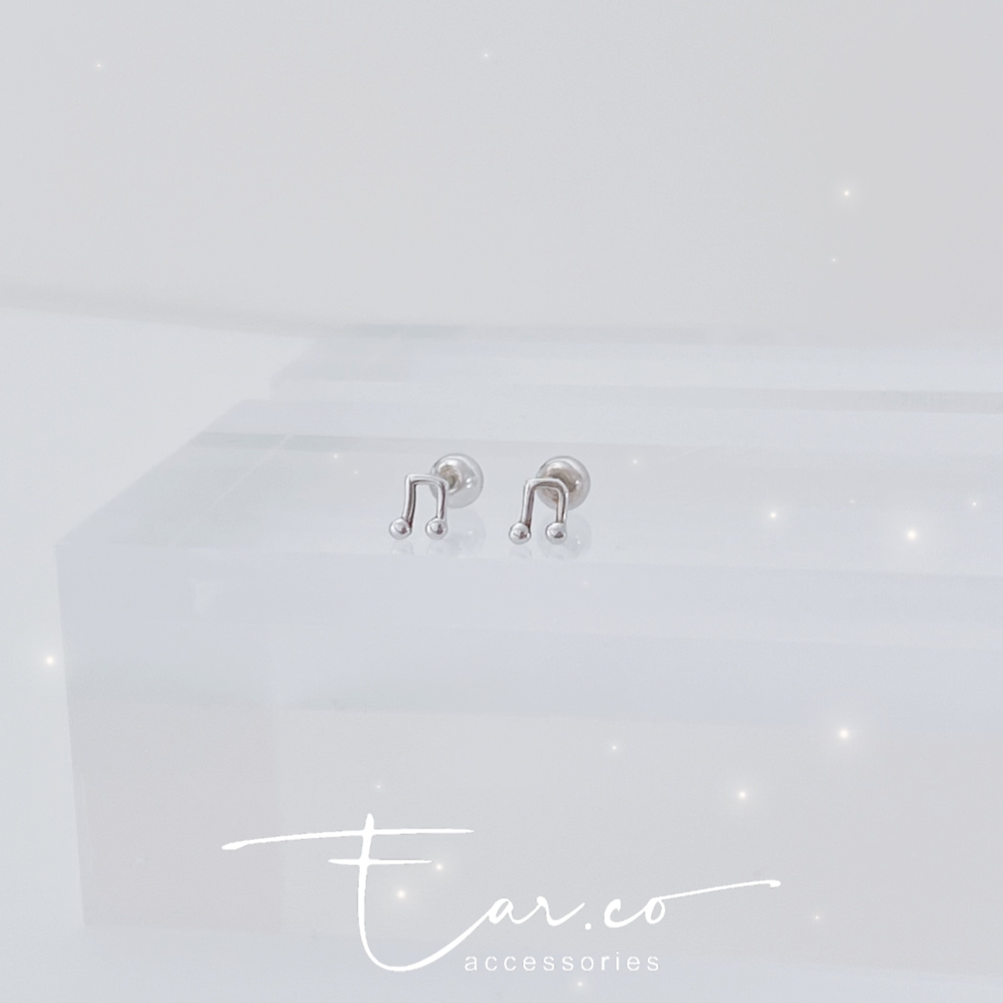 小音符純銀耳珠/耳骨釘 [一對] #A1116