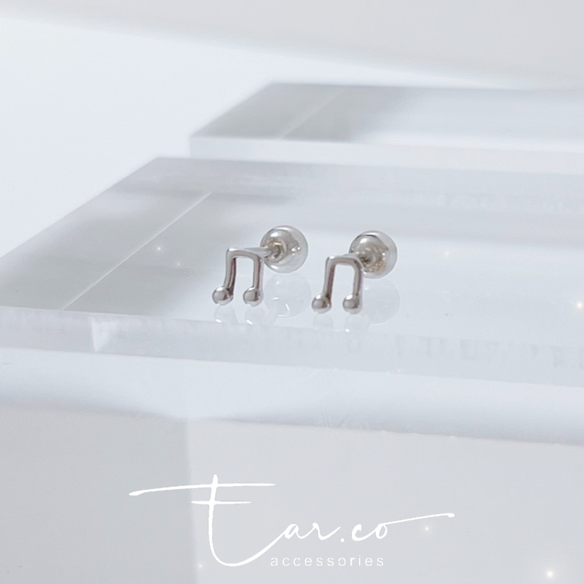 小音符純銀耳珠/耳骨釘 [一對] #A1116