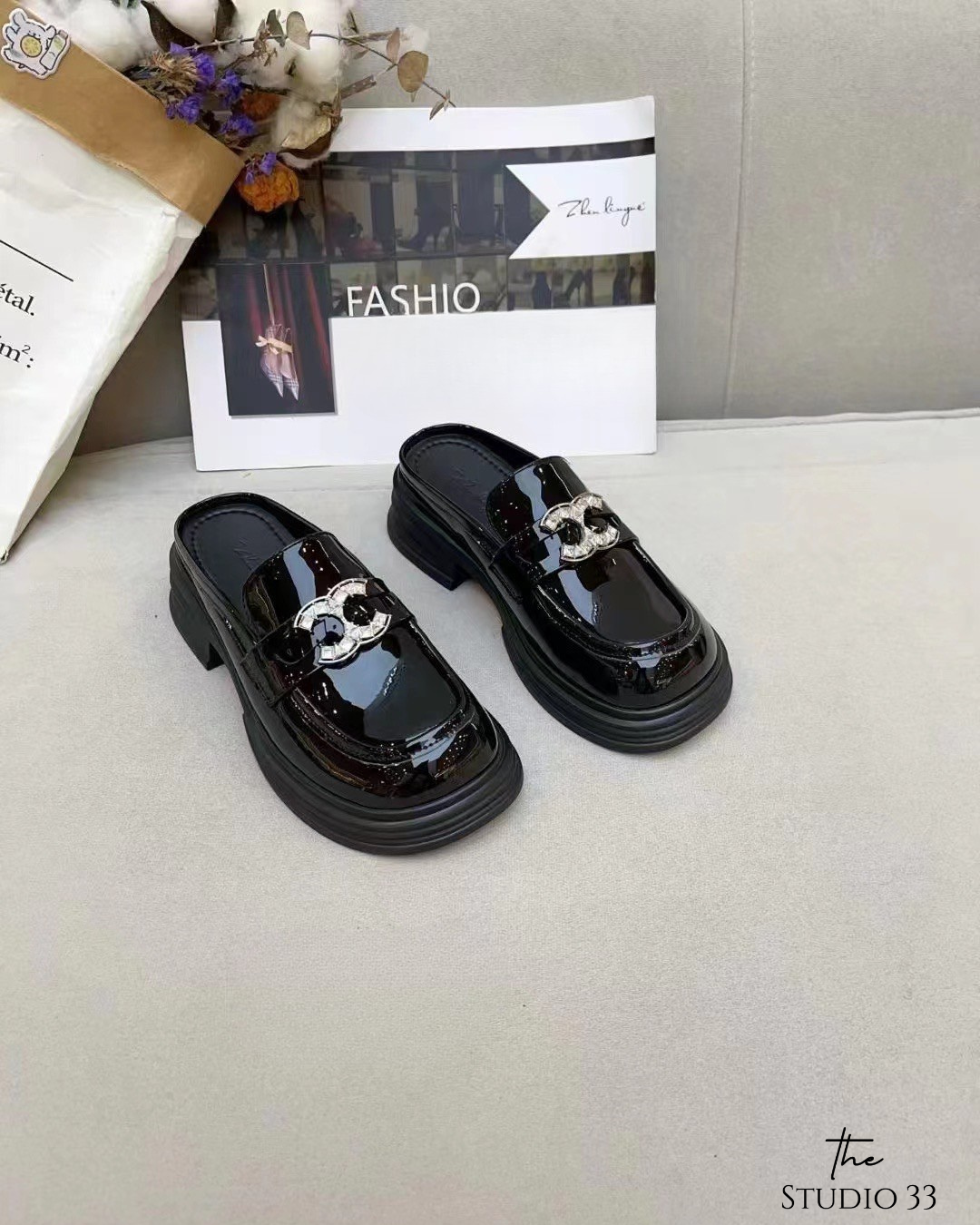 C型水鑽樂福穆勒鞋