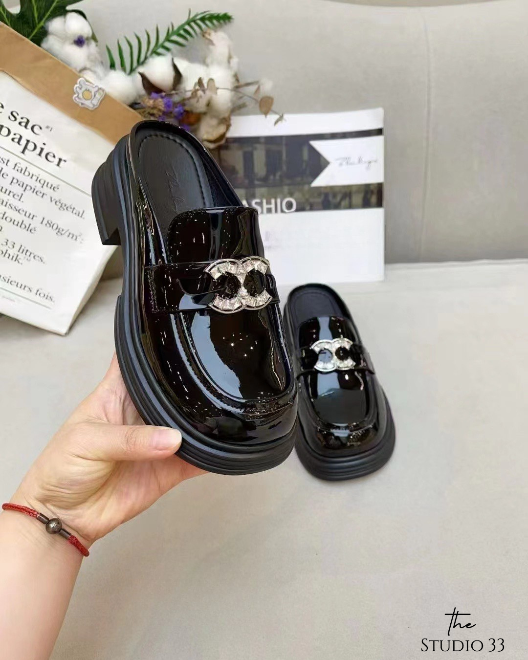 C型水鑽樂福穆勒鞋